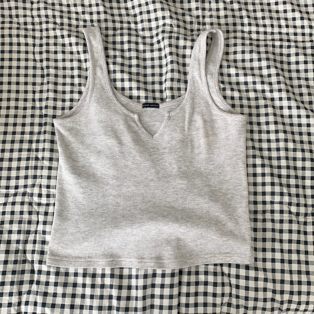 Grey ribbed brandy tank top